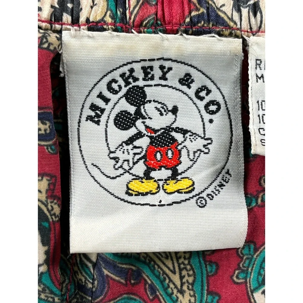Vintage Mickey Disney Allover Print Silk Boxer Shorts Mens Medium Red Paisley EX